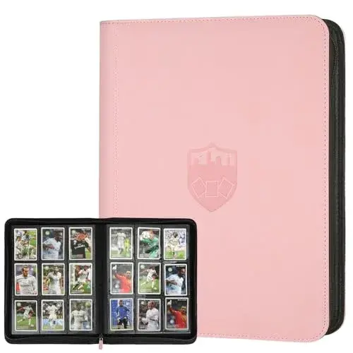 GERMUN Mini Card Binder 1 Pocket 80 Pockets Trading Card Album Folder with 40 Sleeves Double Sided - Pink - main product image