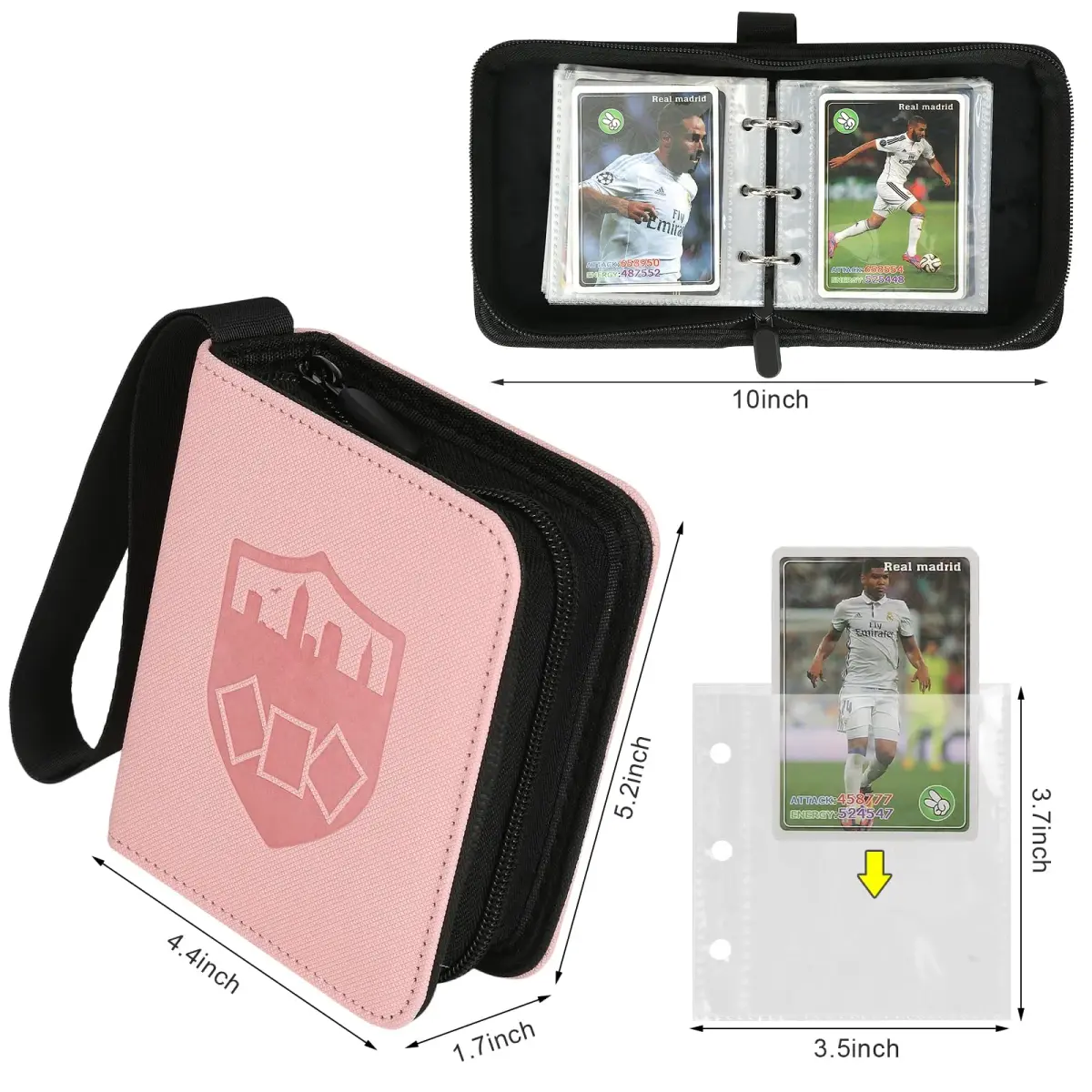GERMUN Mini Card Binder 1 Pocket 80 Pockets Trading Card Album Folder with 40 Sleeves Double Sided - Pink - view 2