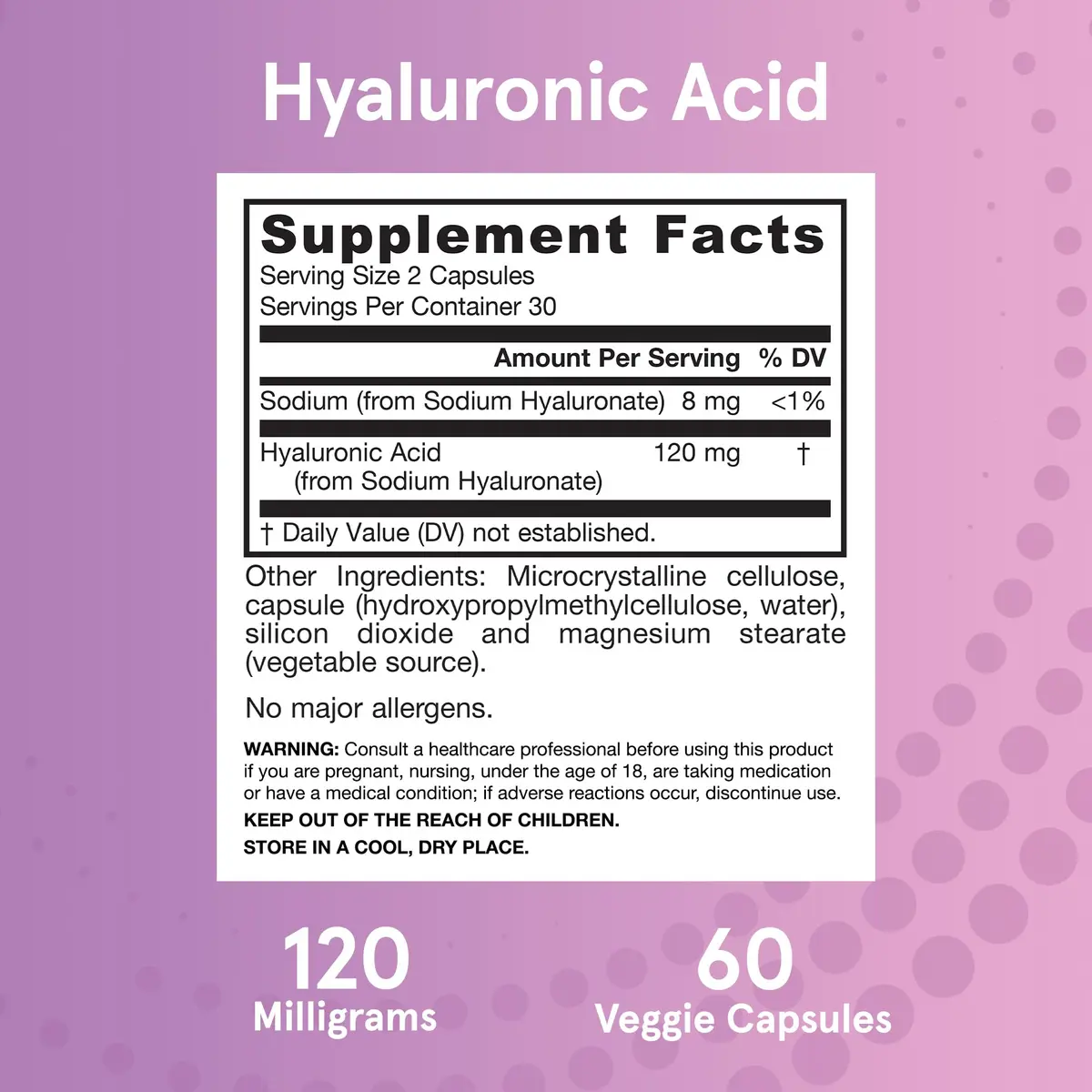 Jarrow Formulas Hyaluronic Acid 120 mg 120 Veggie Capsules | Skin Health Support - view 6