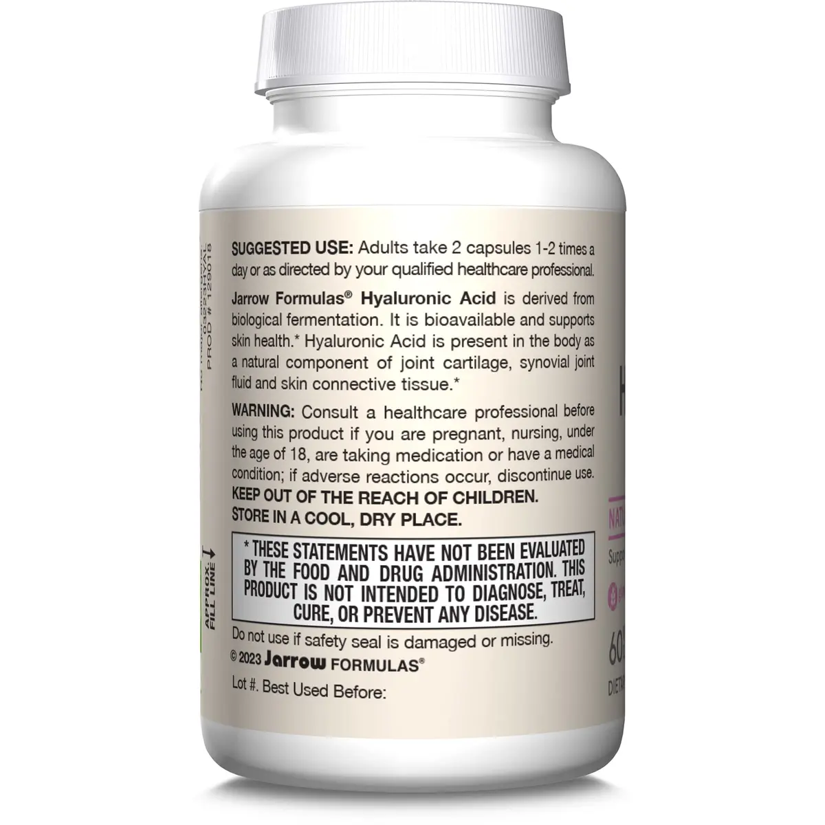 Jarrow Formulas Hyaluronic Acid 120 mg 120 Veggie Capsules | Skin Health Support - view 9