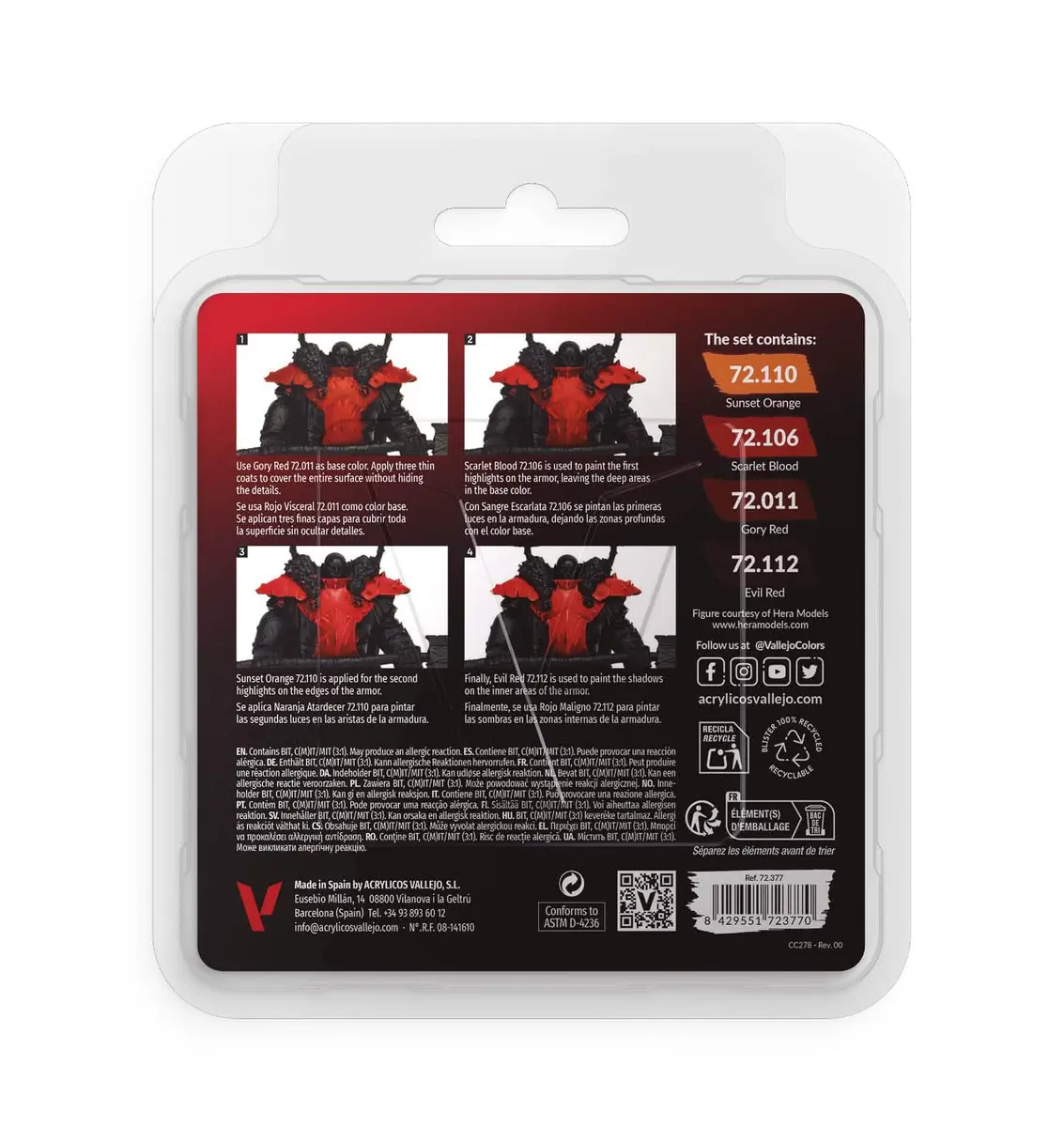 Vallejo Red Color Set Game Color 18ml (0.60 fl oz) Bottles | Acrylic Paint for Miniatures - view 2