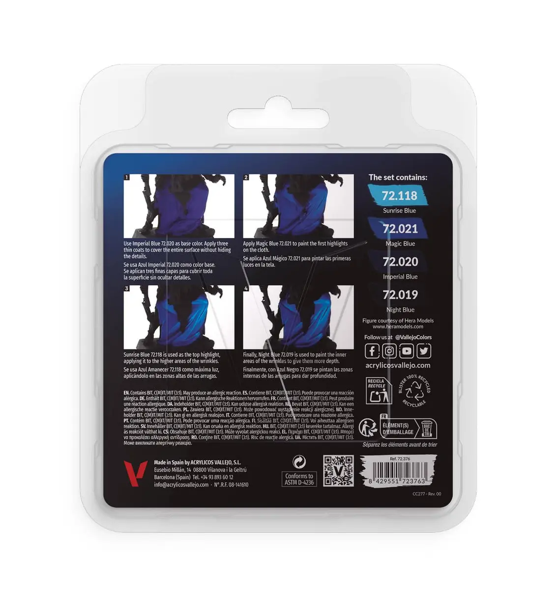 Vallejo Game Color Blue Color Set, 4 Bottles x 18ml (0.6 fl oz) | Opaque Acrylic Paints for Miniatures - view 2