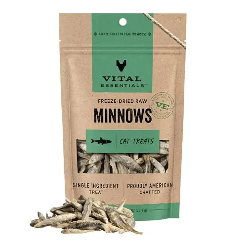 Vital Essentials Freeze Dried Minnows Cat Treats 1 oz (28.35 g) Bag | High Protein Raw Cat Food - main product image