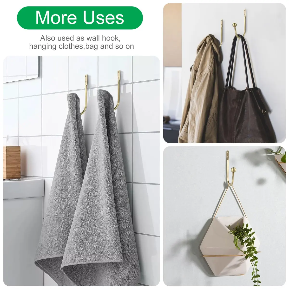 Gobutend Curtain Holdbacks 4pcs Antique Brass Wall Mount Drapery Tiebacks | Durable & Elegant - view 4