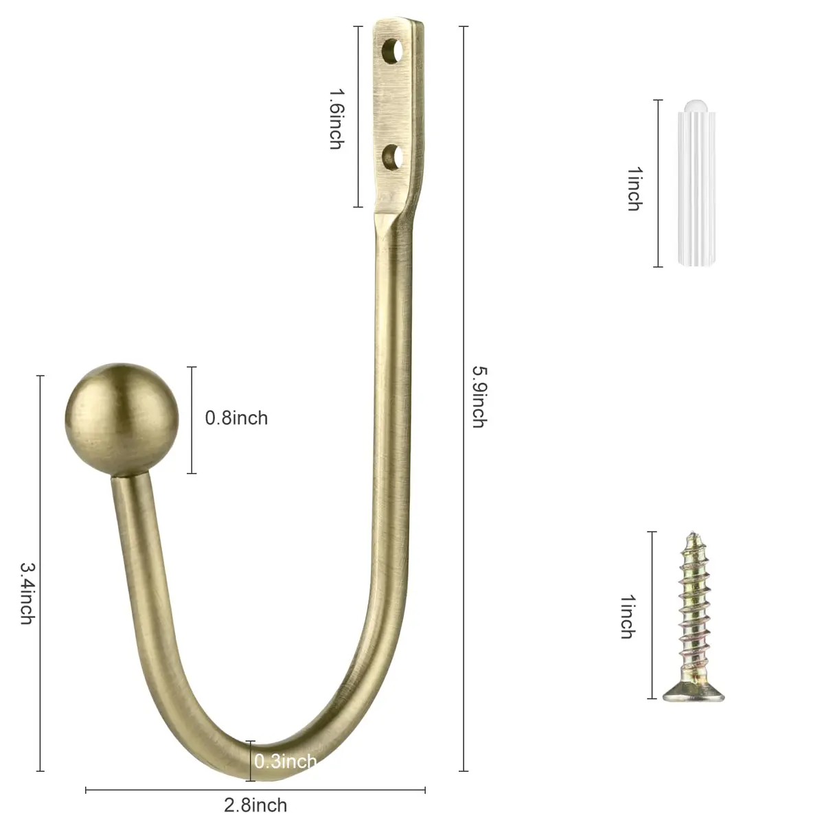 Gobutend Curtain Holdbacks 4pcs Antique Brass Wall Mount Drapery Tiebacks | Durable & Elegant - view 5