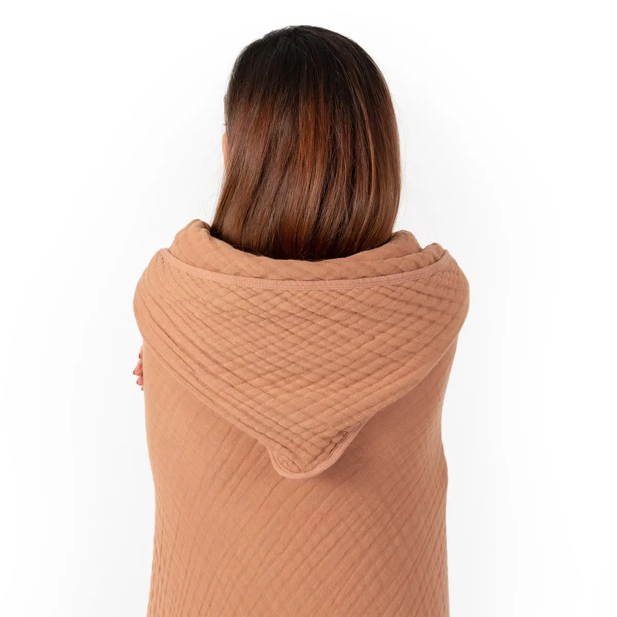 Comfy Cubs Adult Hooded Towel - Large 58'' x 58'', Soft, Absorbent, Stylish Dual-Function Muslin Towel Hoodie for Bath, Relaxation, and Everyday Use - Caramel - view 6