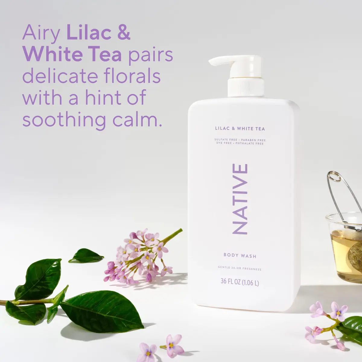 Native Clean Body Wash Lilac & White Tea 1065ml (36 Fl Oz) | Gentle pH-Balanced Formula for Sensitive Skin - view 5