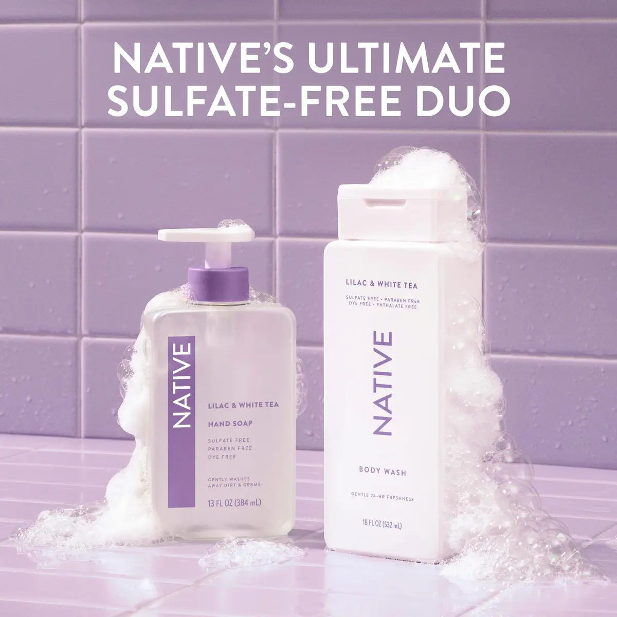 Native Clean Body Wash Lilac & White Tea 1065ml (36 Fl Oz) | Gentle pH-Balanced Formula for Sensitive Skin - view 8