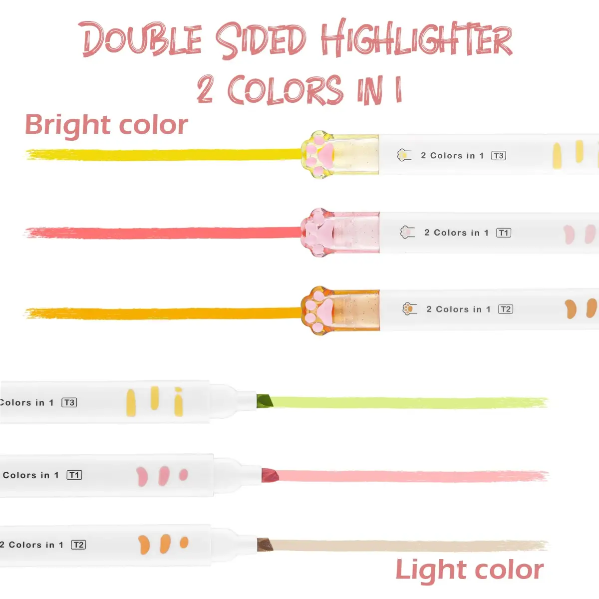 Kogcmeetl Pink 8 Pcs Cute Cat Paw Stationery Set | Eraser Correction Tape Highlighters Sticky Notes Ruler for Cat Lovers Students - view 4
