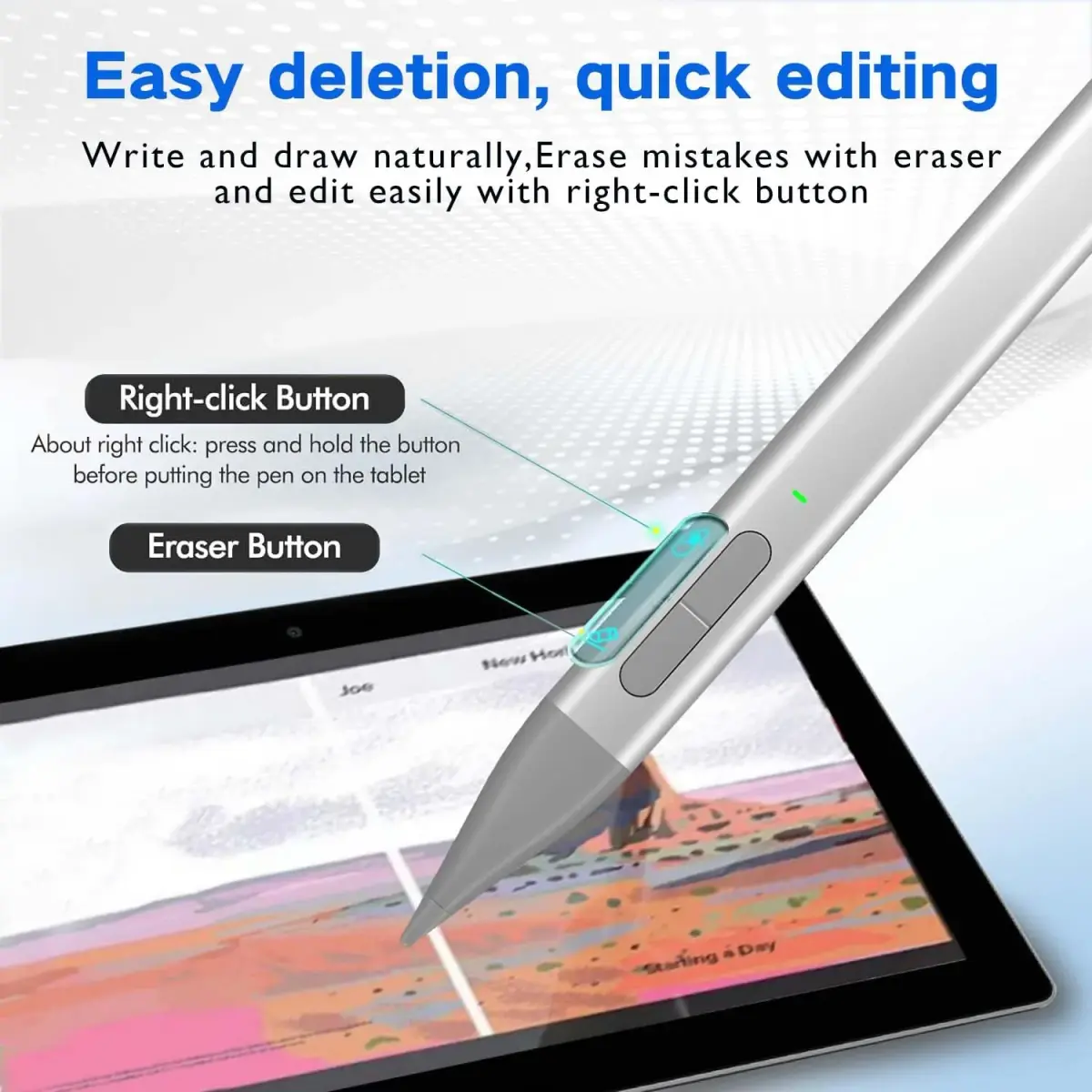 JvKzaen Slim Pen 2 for Microsoft Surface | 4096 Pressure, Eraser, Palm Rejection, Type-C Charge - view 2
