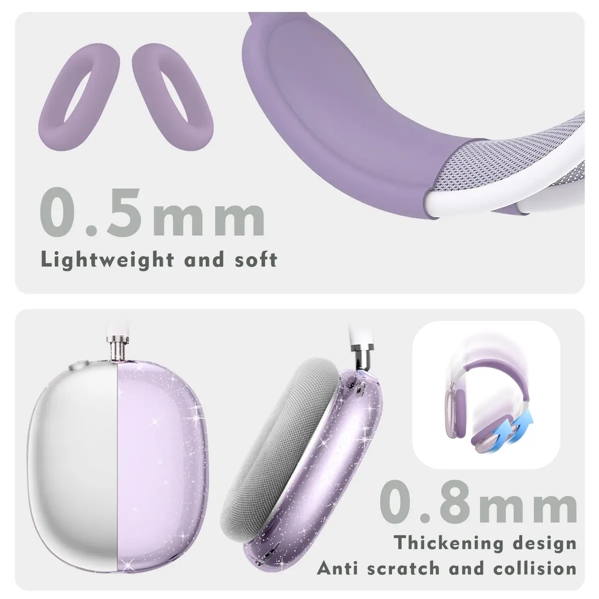 Aiaabq AirPods Max Case Cover | Anti-Scratch Silicone & TPU, Clear, Skin Scratch Proof, 3-in-1 for AirPods Max - view 2
