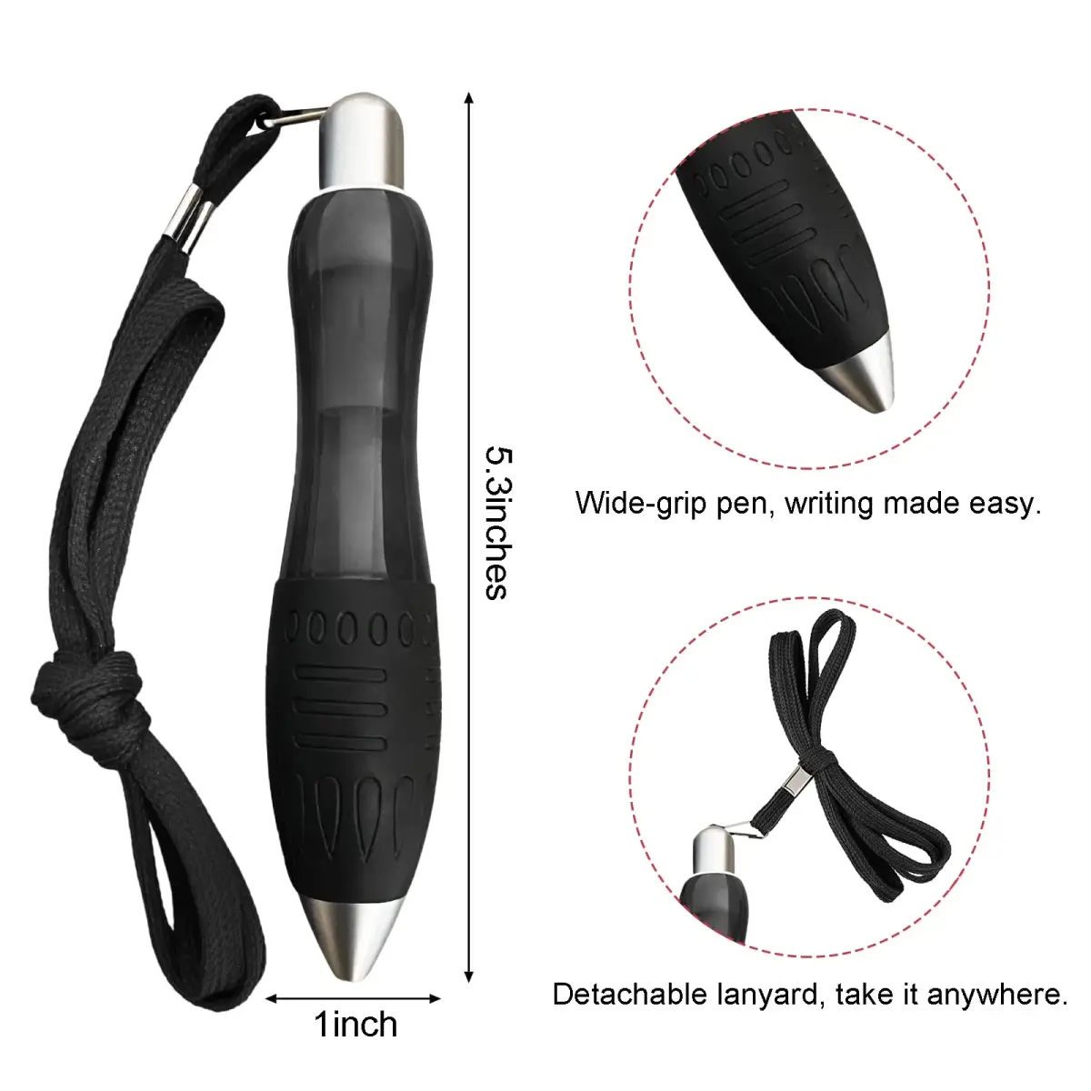 Lyforx Big Fat Pens 14pcs (2 Pens + 12 Refills) | Weighted for Tremor, Arthritis, Parkinson, Handicap - view 2