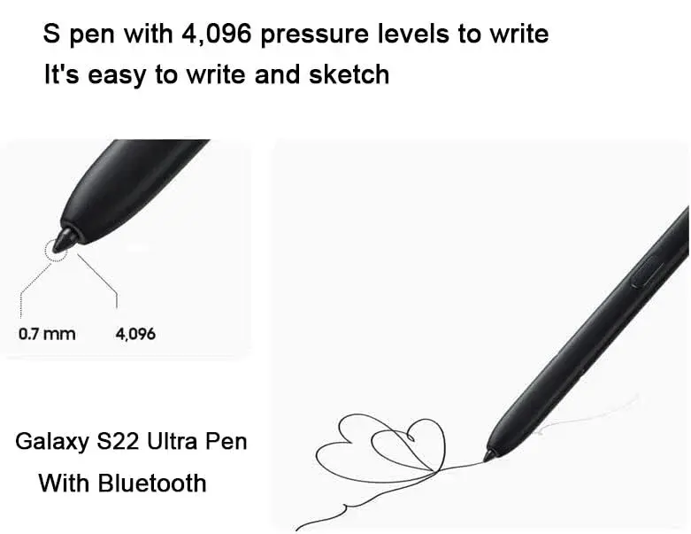 Befzygwk S Pen Replacement for Samsung Galaxy S22 Ultra 5G with Bluetooth, 4096 Pressure Levels, Black | Includes 5 Tips & Tweezer - view 5