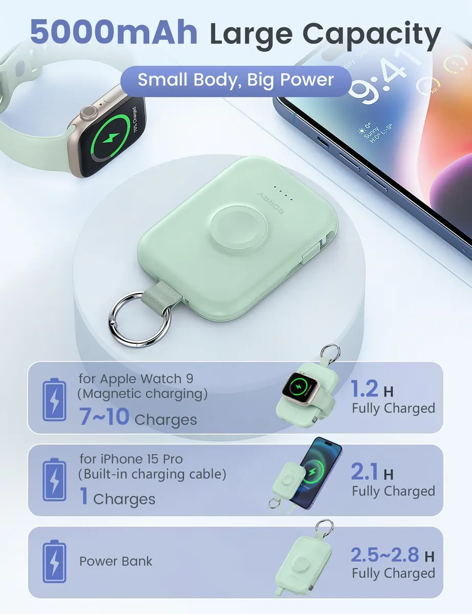RORRY CharmGo Portable Charger 5000mAh | Compact Power Bank with Wireless Charging - view 3