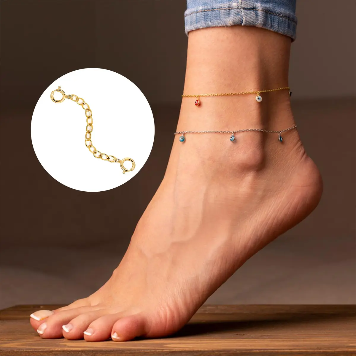 LANCHARMED 18K Solid Gold Extender for Necklace Bracelet 2 Inches | Durable Adjustable Chain for Women - view 6
