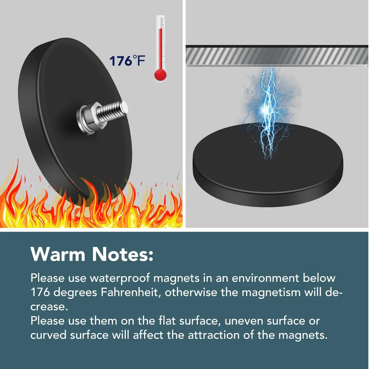 DIYMAG Rubber Coated Neodymium Disc Magnets 6.6cm (2.6in) Diameter, 65lb Pull Force, 6-Pack | Heavy Duty Magnetic Mounts with M6 Threaded Studs - view 7