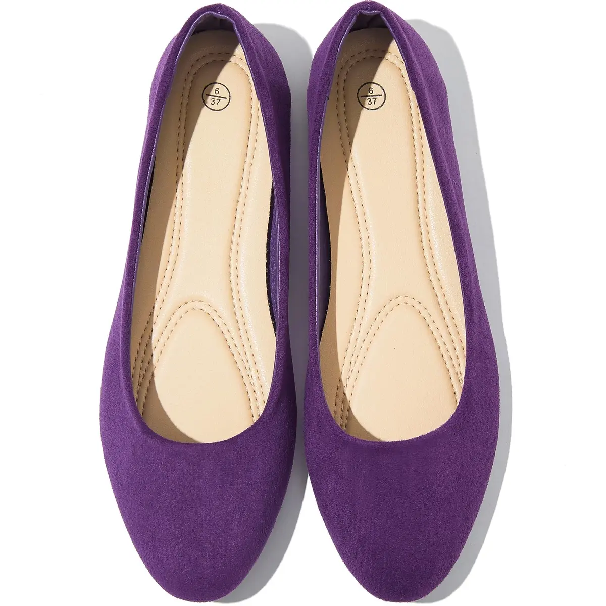 Shupua Flats for Women Round Toe Ballet Flats Work Shoes, Purple, Size 9 | Comfortable All-Day Office Wear - main product image