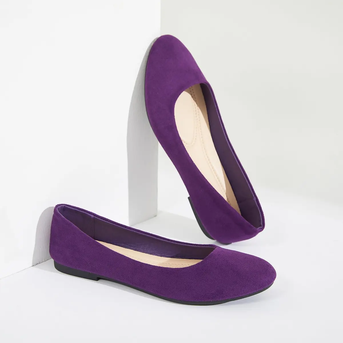 Shupua Flats for Women Round Toe Ballet Flats Work Shoes, Purple, Size 9 | Comfortable All-Day Office Wear - view 3