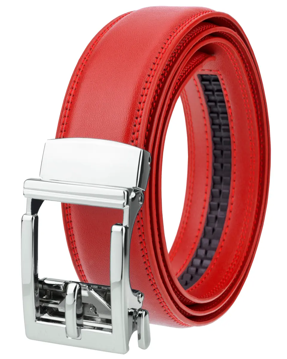 Gelante Ratchet Belt for men, Leather 1.3'' Adjustable Dress Belt in Red | Precise Fit & Trim to Size - main product image