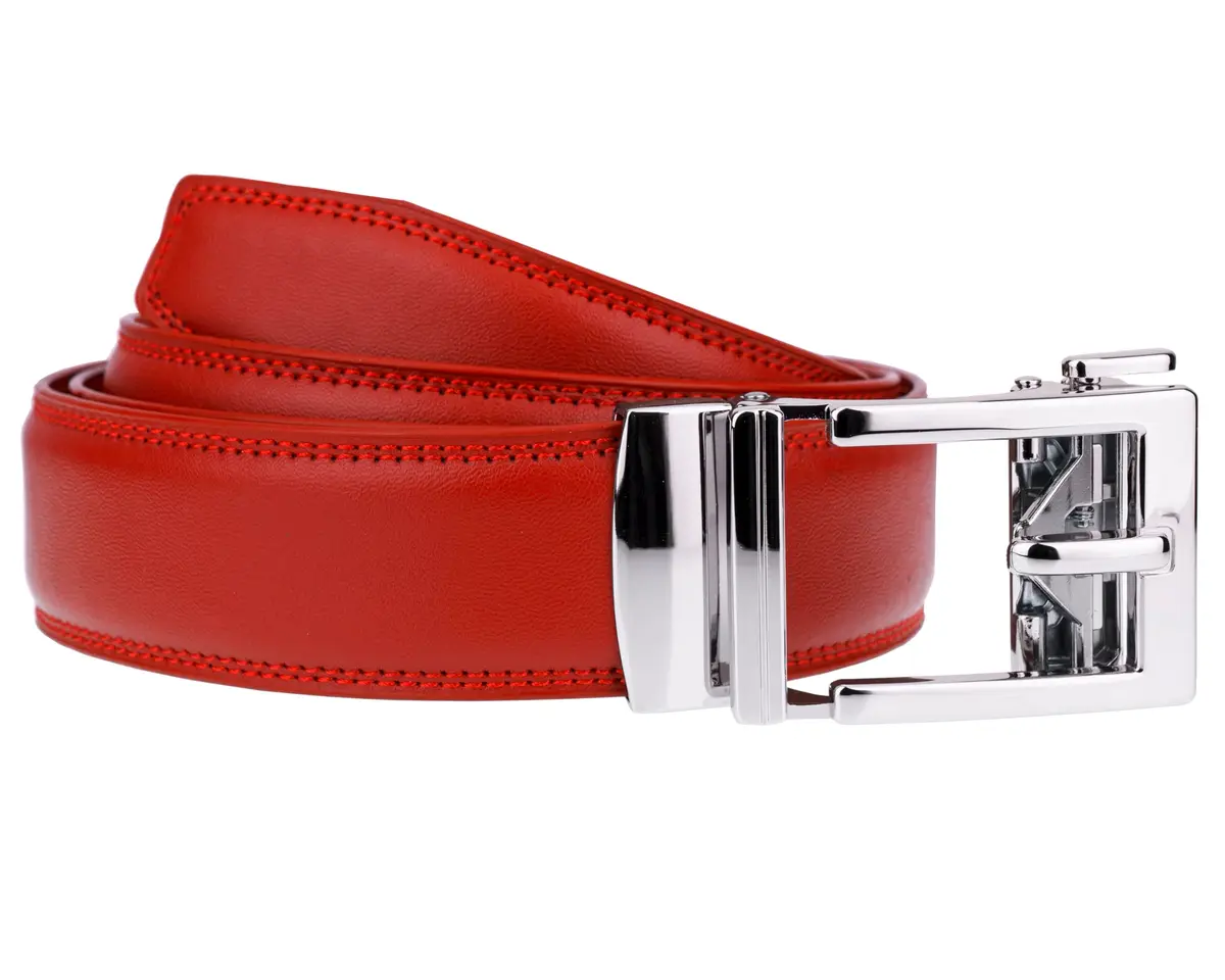 Gelante Ratchet Belt for men, Leather 1.3'' Adjustable Dress Belt in Red | Precise Fit & Trim to Size - view 2