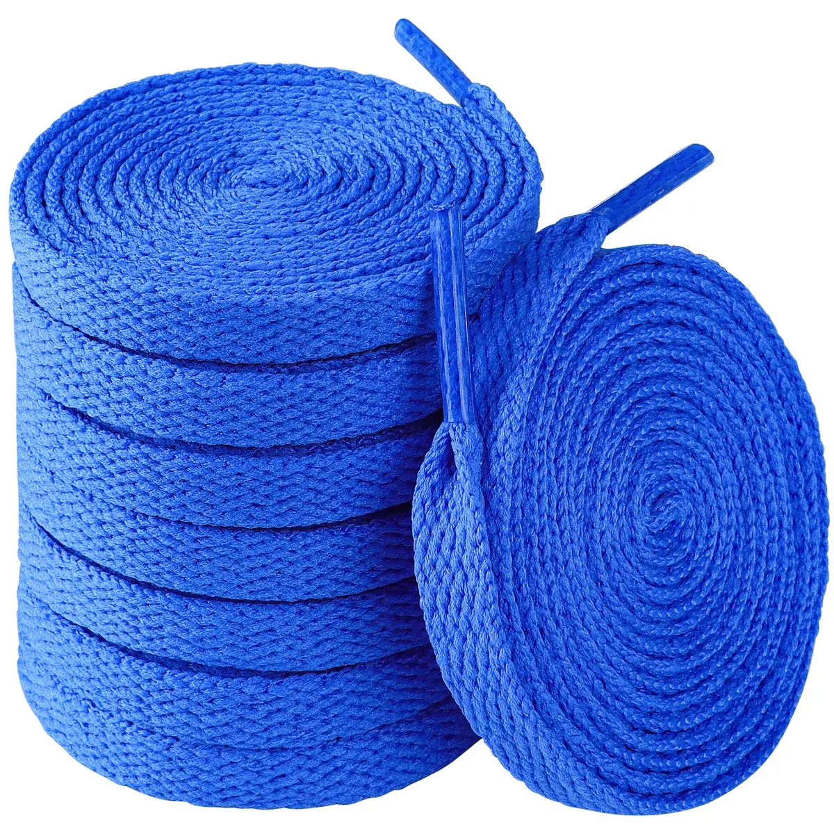Teskyer Flat Shoe Laces for Sneakers, 55 Inch Sky Blue | Strong Braided Polyester, 4 Pairs, Versatile Fit - main product image