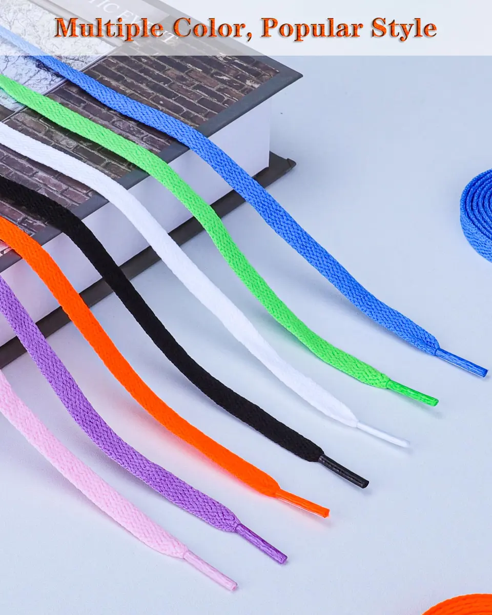 Teskyer Flat Shoe Laces for Sneakers, 55 Inch Sky Blue | Strong Braided Polyester, 4 Pairs, Versatile Fit - view 9