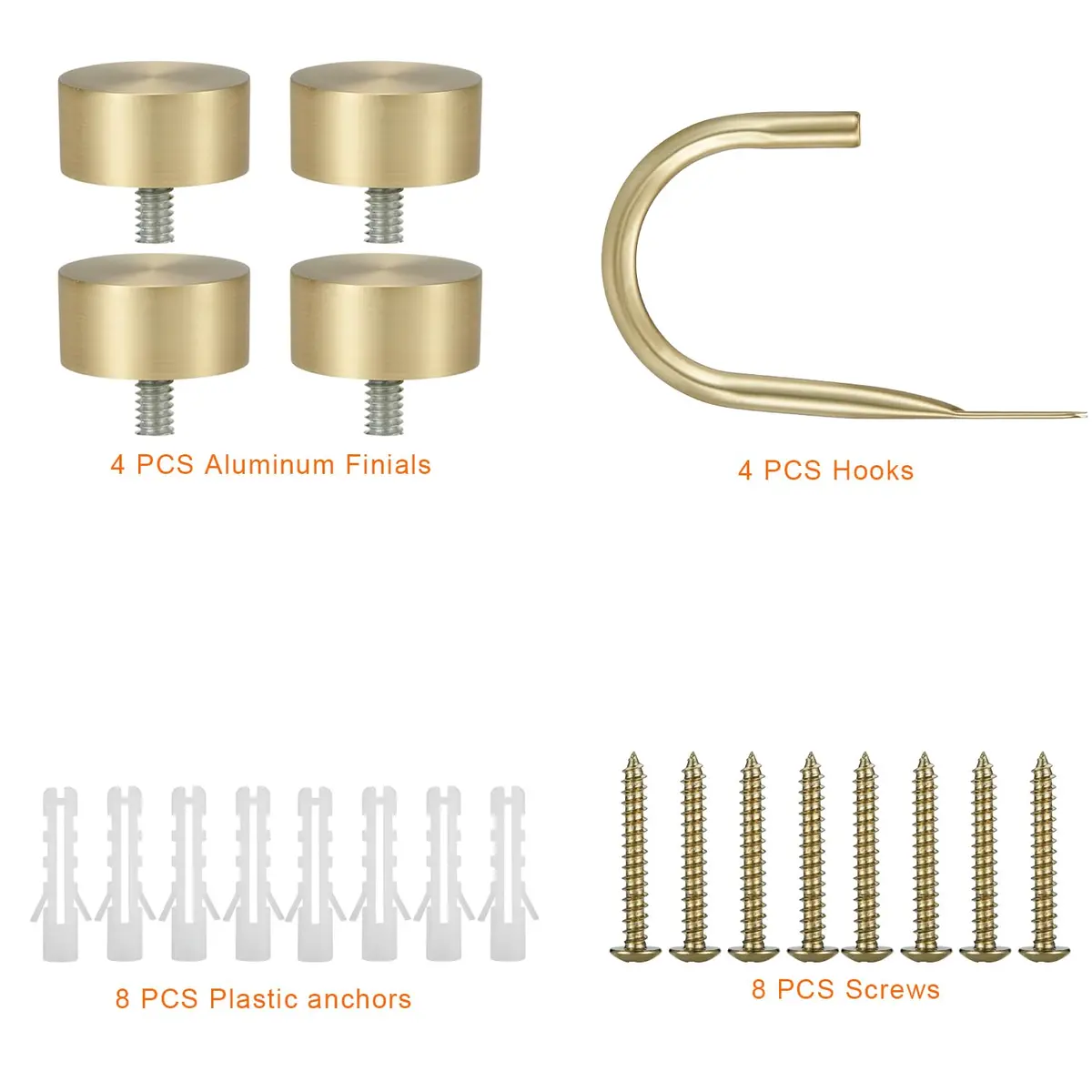 Mayrhyme Premium Curtain Holdback Set of 4 | Brass Finish, 18.5cm (7.28") Height, 11cm (4.33") Width - view 3