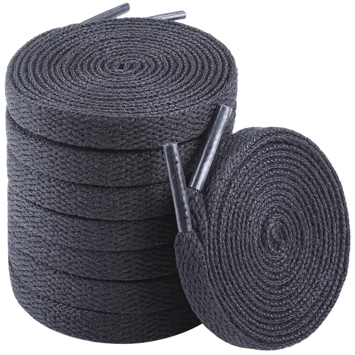 Teskyer Flat Shoe Laces 47 Inch Black | Durable Polyester, Universal Fit for Sneakers - main product image