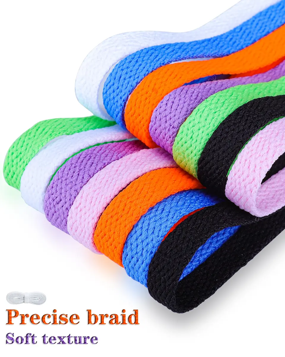 Teskyer Flat Shoe Laces 47 Inch Black | Durable Polyester, Universal Fit for Sneakers - view 3