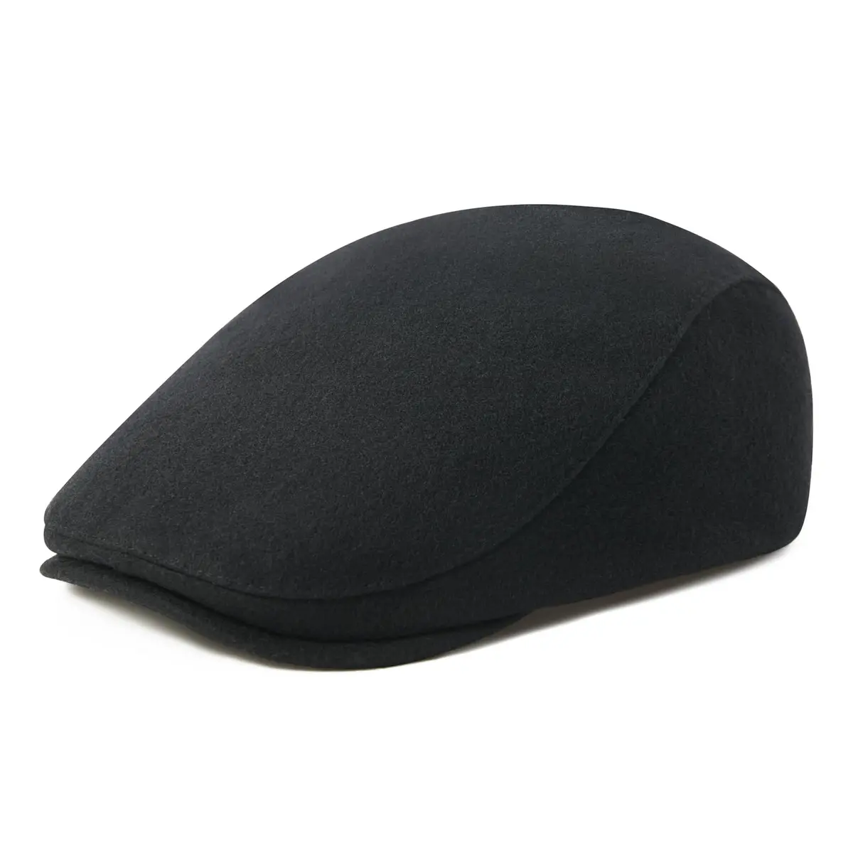 FEINION Men Wool Blend Flat Cap Tweed Newsboy Ivy Hat (Black) | Vintage Casual Winter Style - view 2