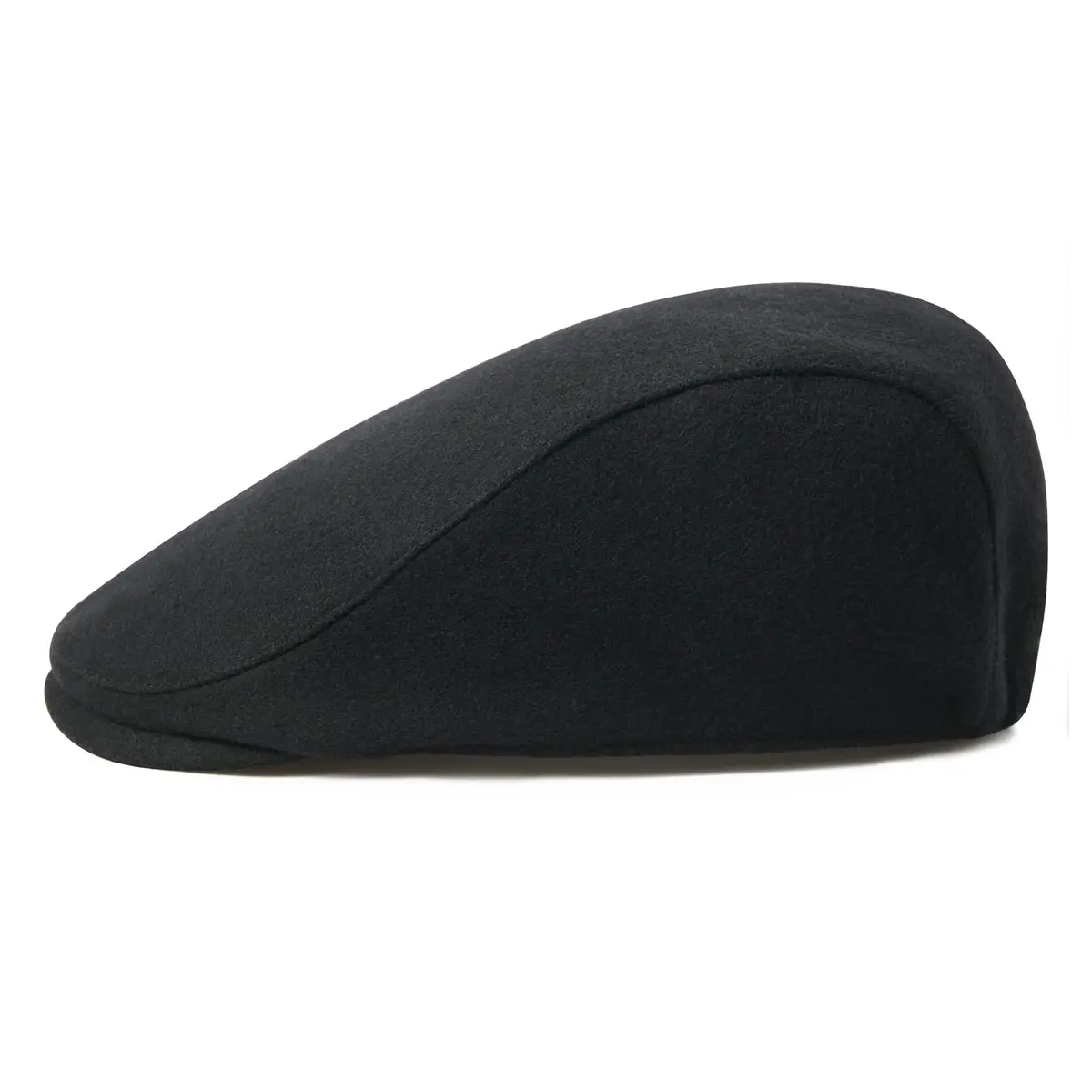 FEINION Men Wool Blend Flat Cap Tweed Newsboy Ivy Hat (Black) | Vintage Casual Winter Style - view 3
