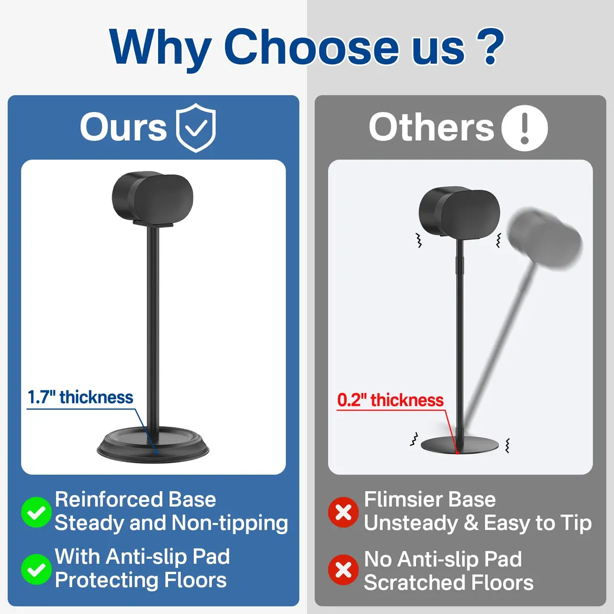 Chunxiao Heavy-Duty Speaker Stand Pair for Sonos Era 300, 39.4 inches | Secure Mounting with Cable Management - view 5