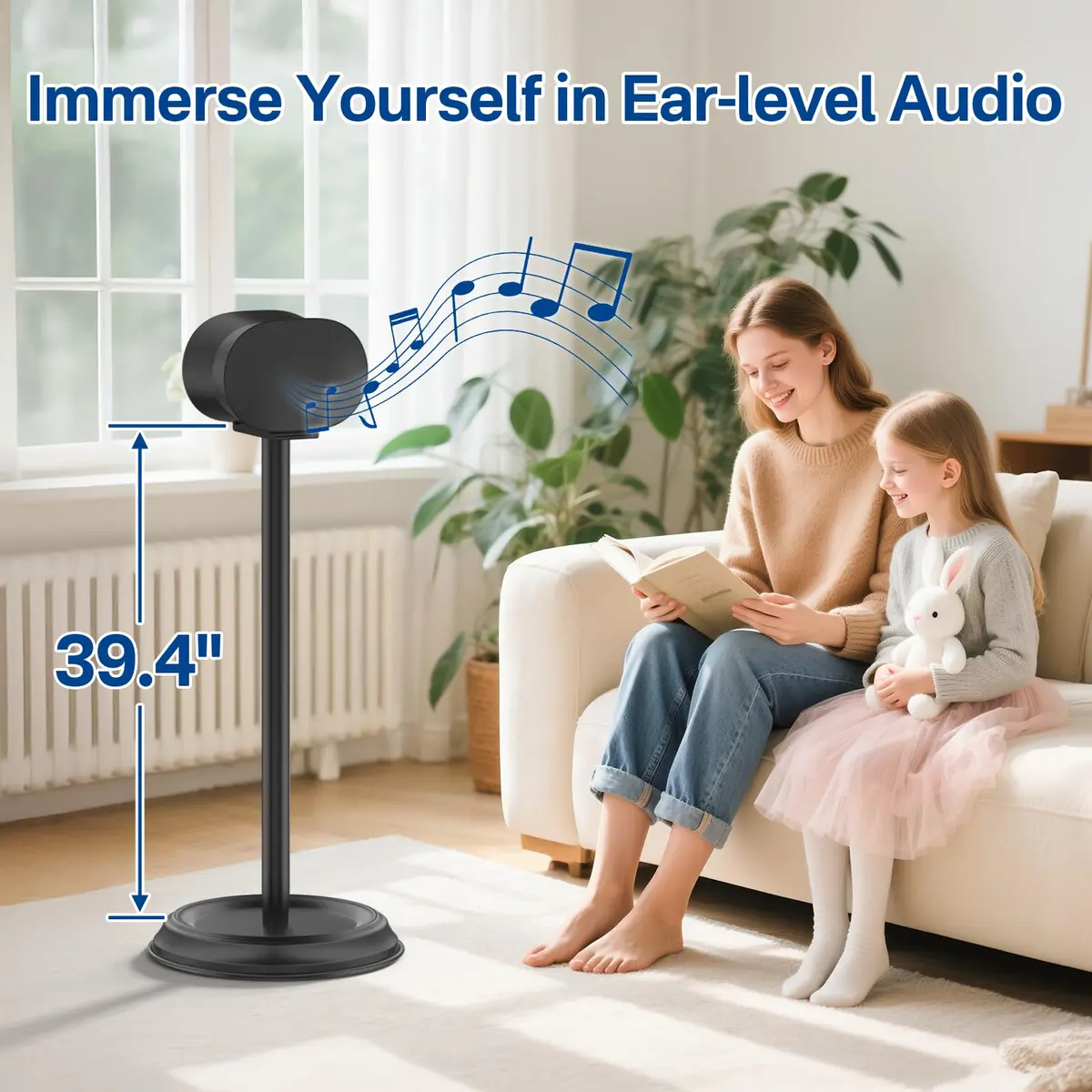 Chunxiao Heavy-Duty Speaker Stand Pair for Sonos Era 300, 39.4 inches | Secure Mounting with Cable Management - view 3