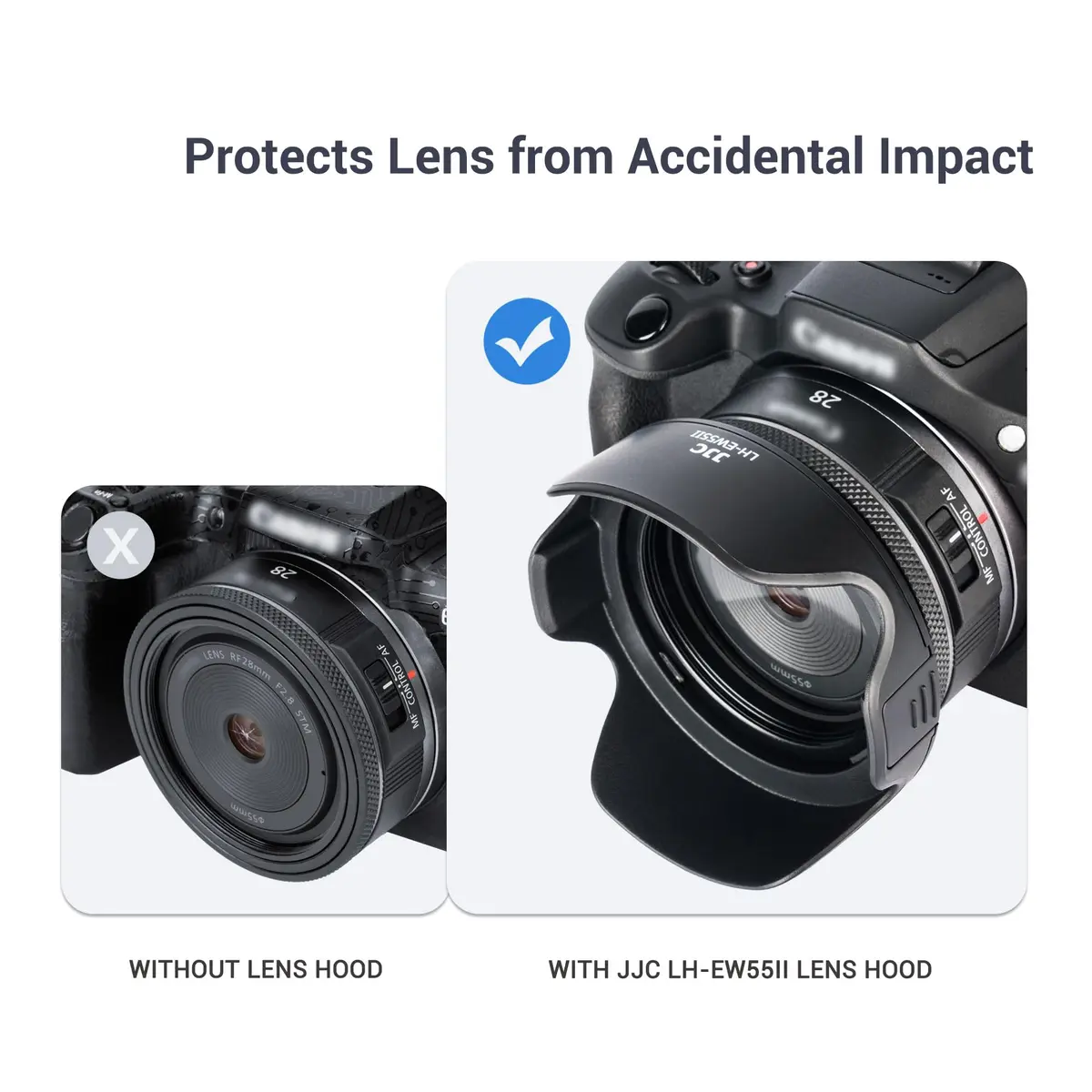 JJC Lens Hood for Canon RF 28mm F 2.8 STM | Reversible Lens Shade, Compatible with 55mm Filters & Cap - view 3