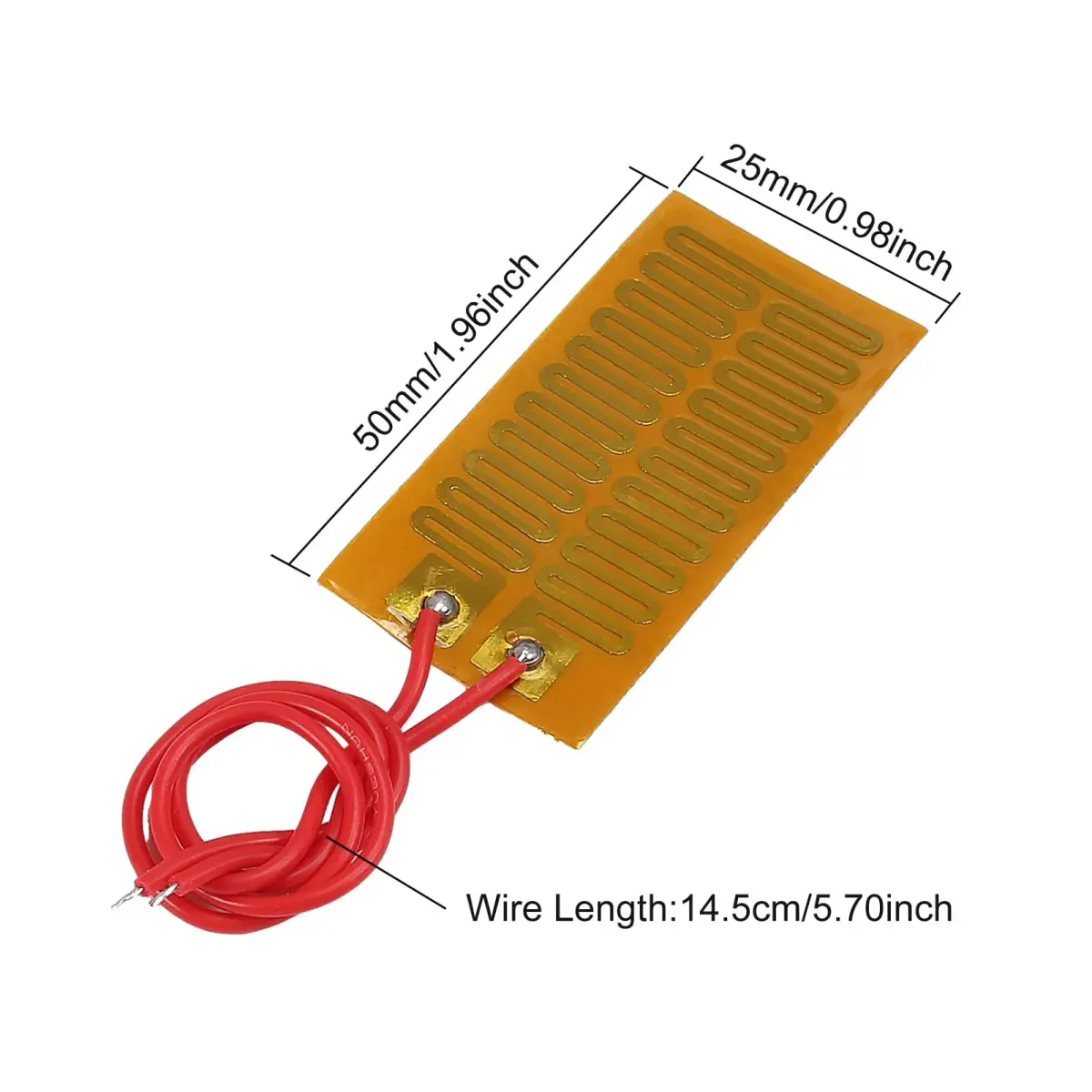 Coliao 12V 7W 25mmx50mm Polyimide Heater Plate (6-Pack) | Adhesive PI Heating Film Strip - view 2