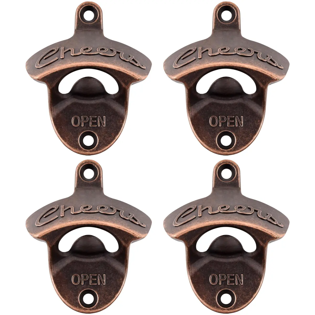 Luwanburg Cheers Wall Mounted Bottle Opener Antique Copper | Unique Soda Cap Tool (70-120c) - main product image