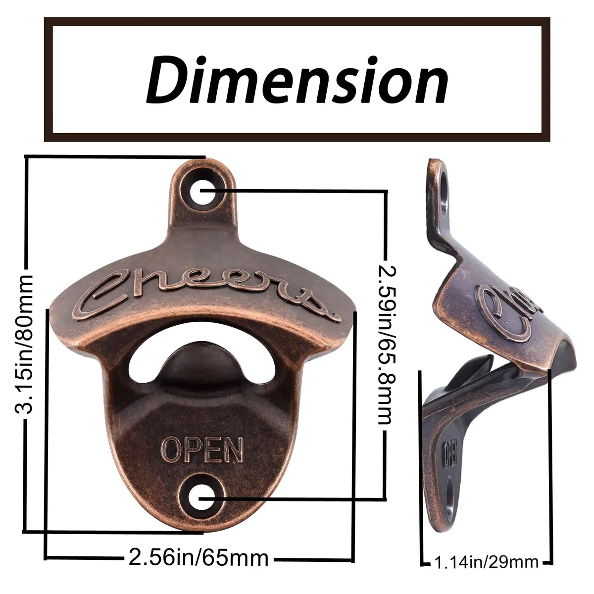 Luwanburg Cheers Wall Mounted Bottle Opener Antique Copper | Unique Soda Cap Tool (70-120c) - view 5