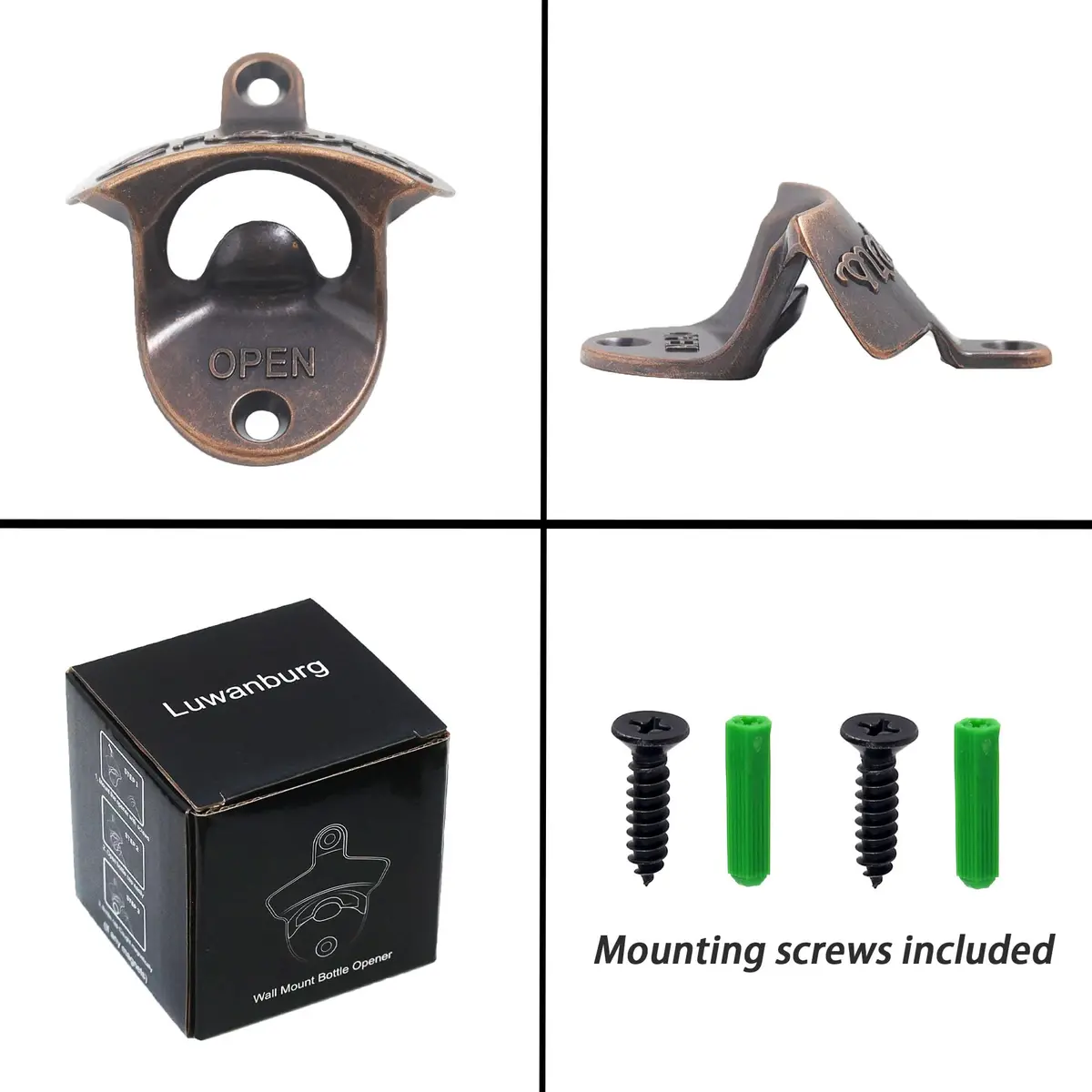 Luwanburg Cheers Wall Mounted Bottle Opener Antique Copper | Unique Soda Cap Tool (70-120c) - view 6