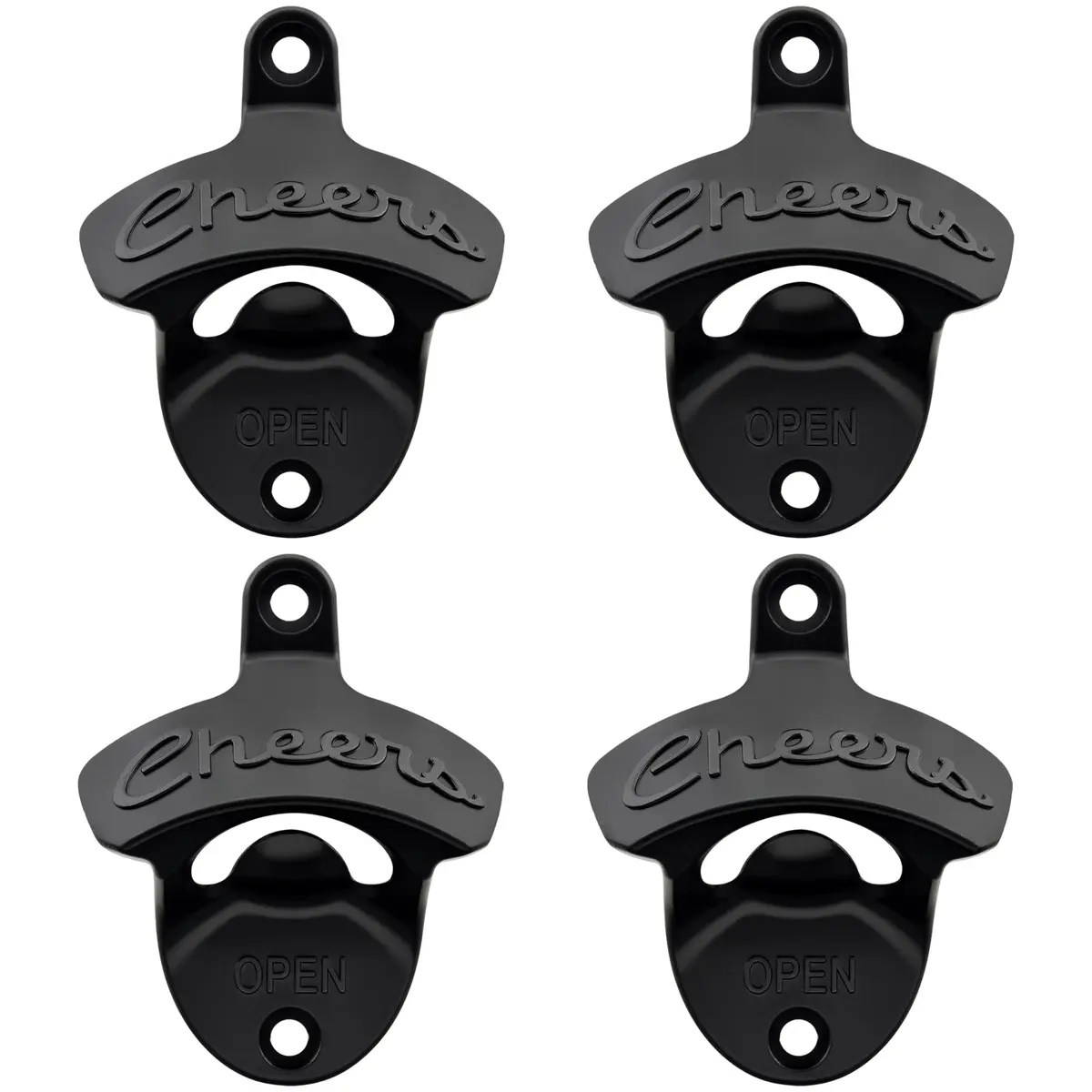 Luwanburg Cheers Wall Mounted Bottle Opener Black | Unique Beer Cap Decor & Effortless Use - main product image