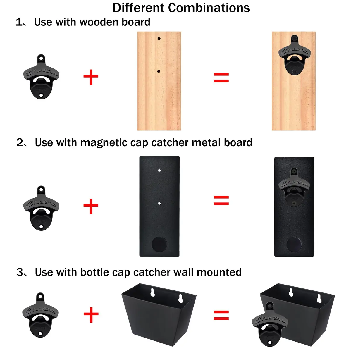Luwanburg Cheers Wall Mounted Bottle Opener Black | Unique Beer Cap Decor & Effortless Use - view 3