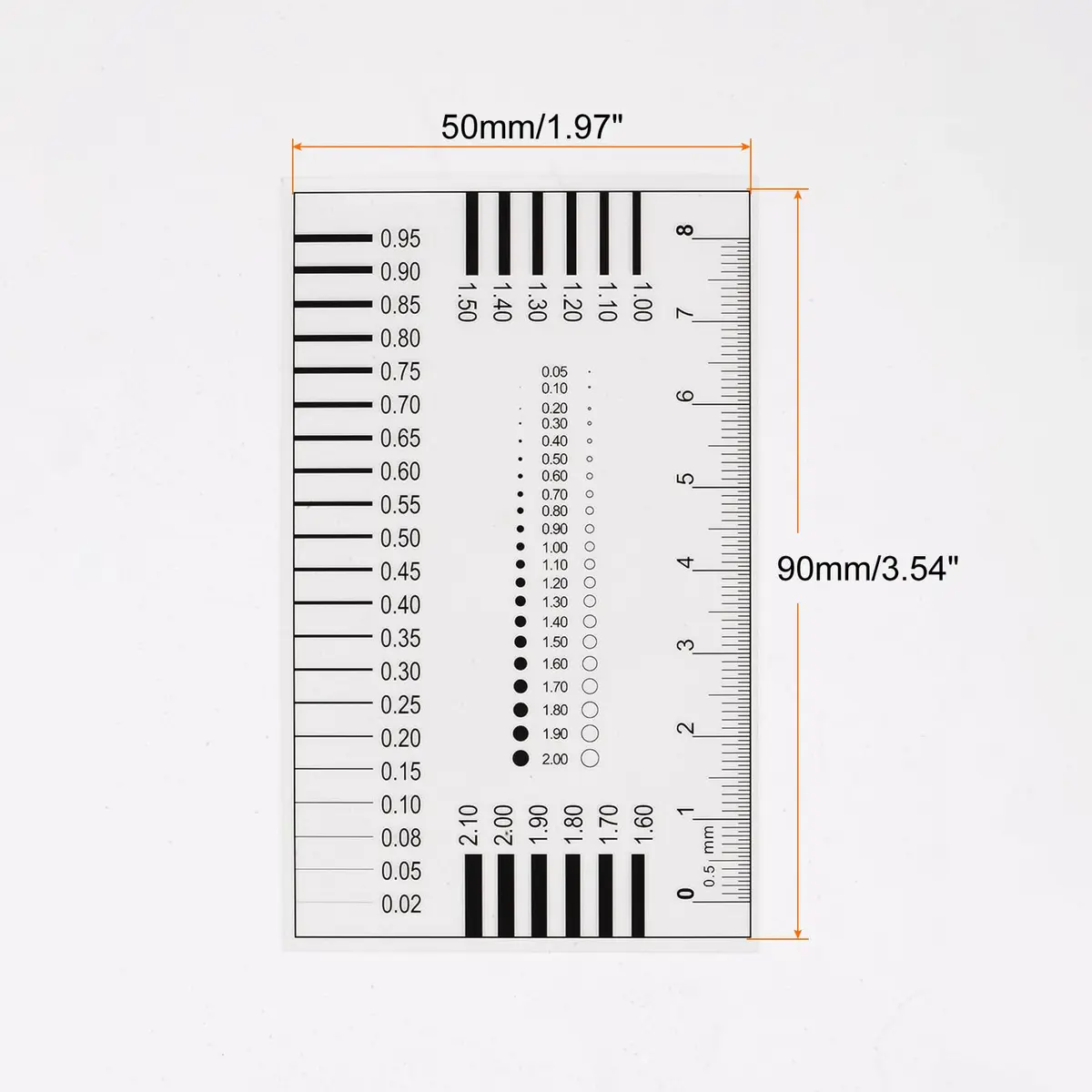 HARFINGTON High Precision SEC Size Estimation Chart 93x58mm (3.66"x2.28") Transparency Flaw Detection Film Ruler - view 2