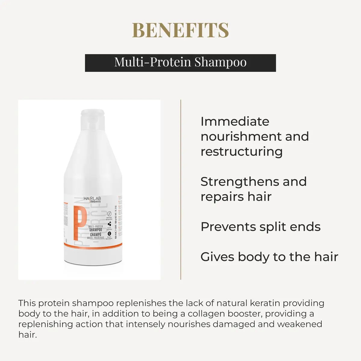 Salerm Fortifying Shampoo - Multi-Protein Hair Lab Shampoo 600 ml | Nourishes & Strengthens Damaged Hair - view 3