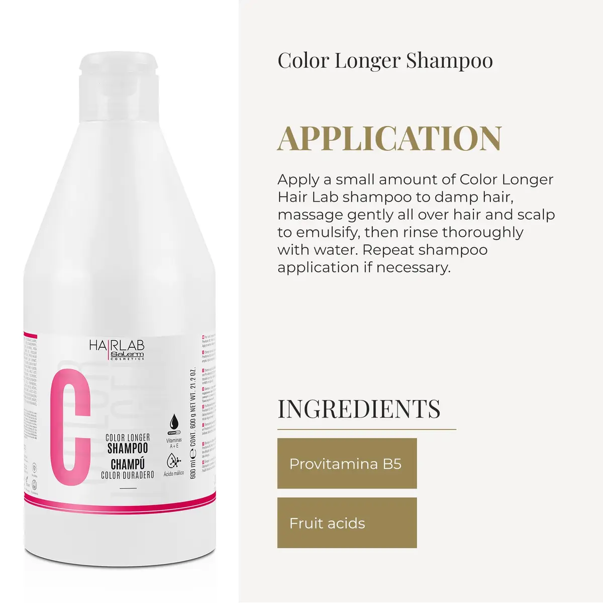 Salerm Gray 600 ml Shampoo | Color Sealing & Nourishing with Provitamin B5 - view 4