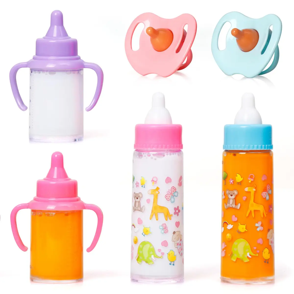 fash n kolor My Sweet Baby Disappearing Doll Feeding Set with 2 Milk Bottles, 2 Juice Bottles, 2 Pacifiers & Toy Bag | Ages 3+ - view 2