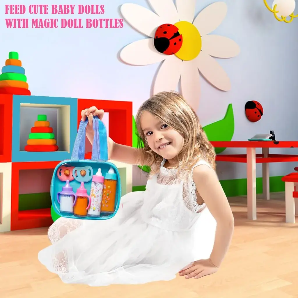 fash n kolor My Sweet Baby Disappearing Doll Feeding Set with 2 Milk Bottles, 2 Juice Bottles, 2 Pacifiers & Toy Bag | Ages 3+ - view 4