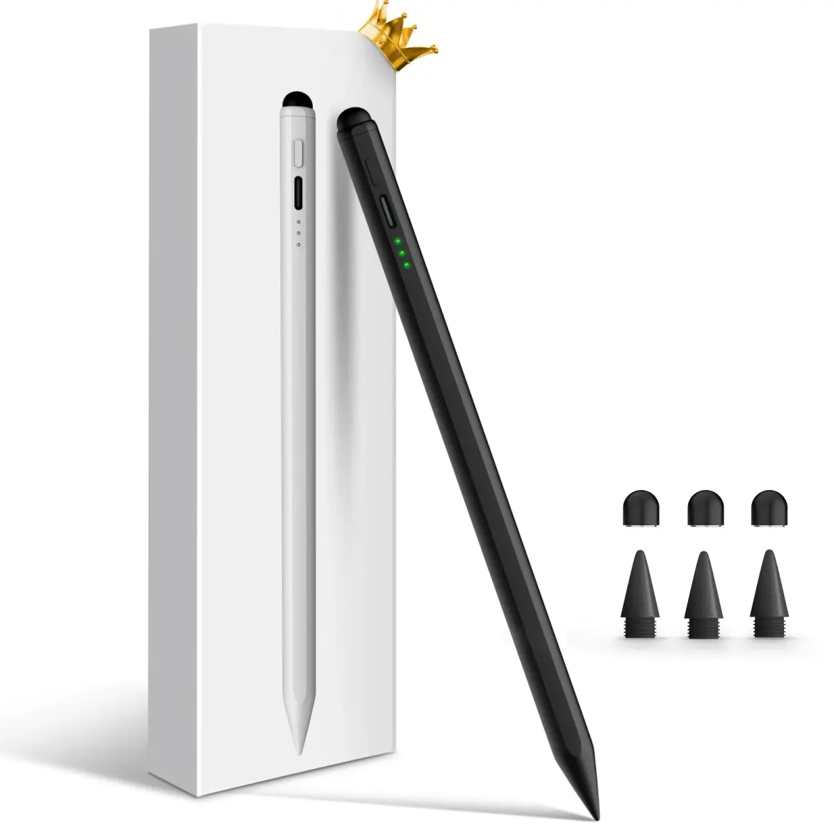 STYLUSHOME Active Stylus Pen for iPad 10th/9th/8th/7th/6th Gen, Pro 11/12.9in, Air 5/4/3, Mini 5/6 — 165mm (5.5in) Black | 13-Min Charge, 9-Hr Use, Tilt & Palm Rejection - main product image
