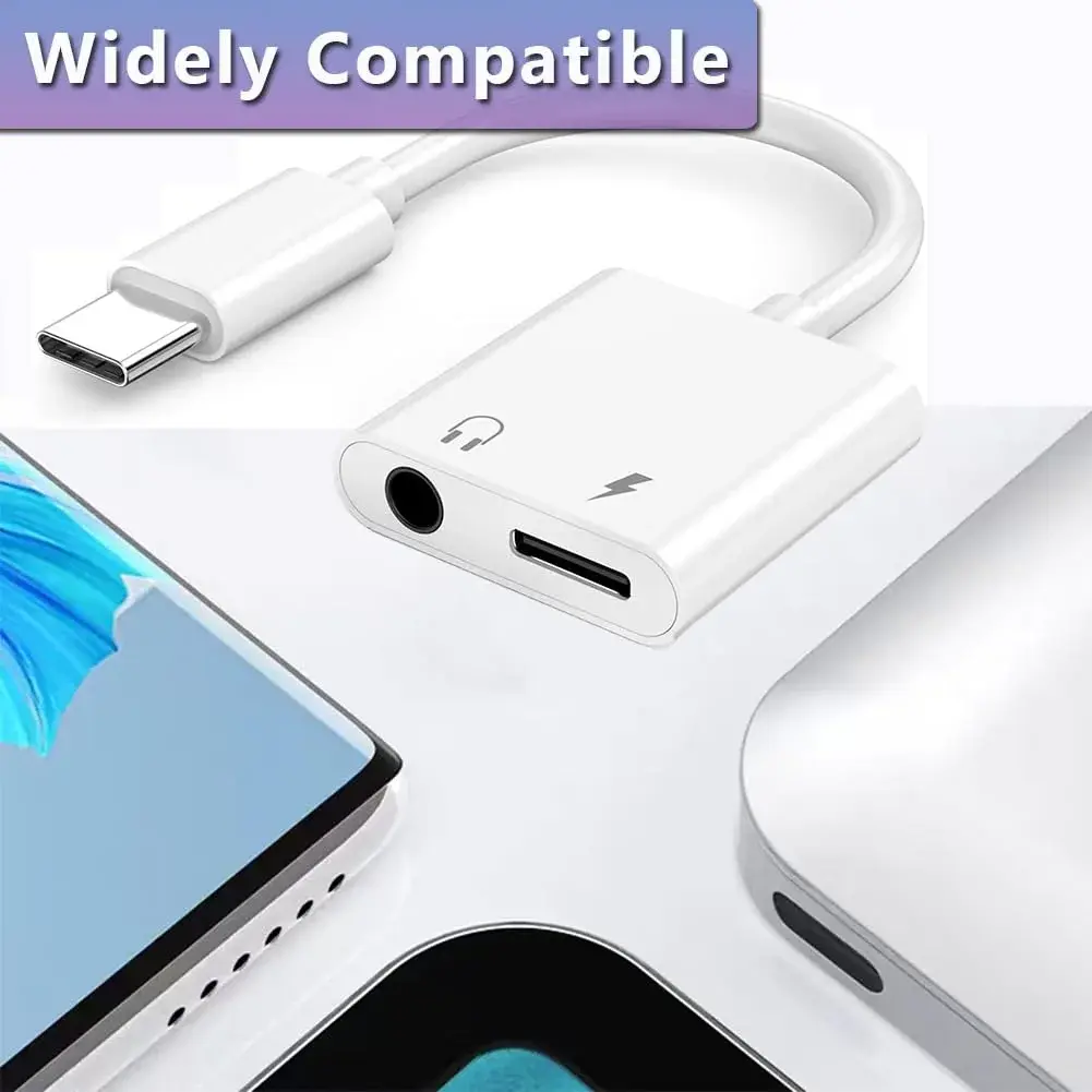 Snlrntin USB C to 3.5mm Headphone and Charger Adapter | 2-in-1 Aux Audio Jack with PD Fast Charging - view 6