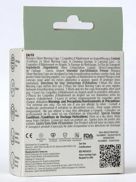 MOOGCO Silver Nursing Cups - 999k Pure Silver Nipple Shields for Breastfeeding - Chemical-Free Nipple Protection (Regular, Set of 2) - view 9