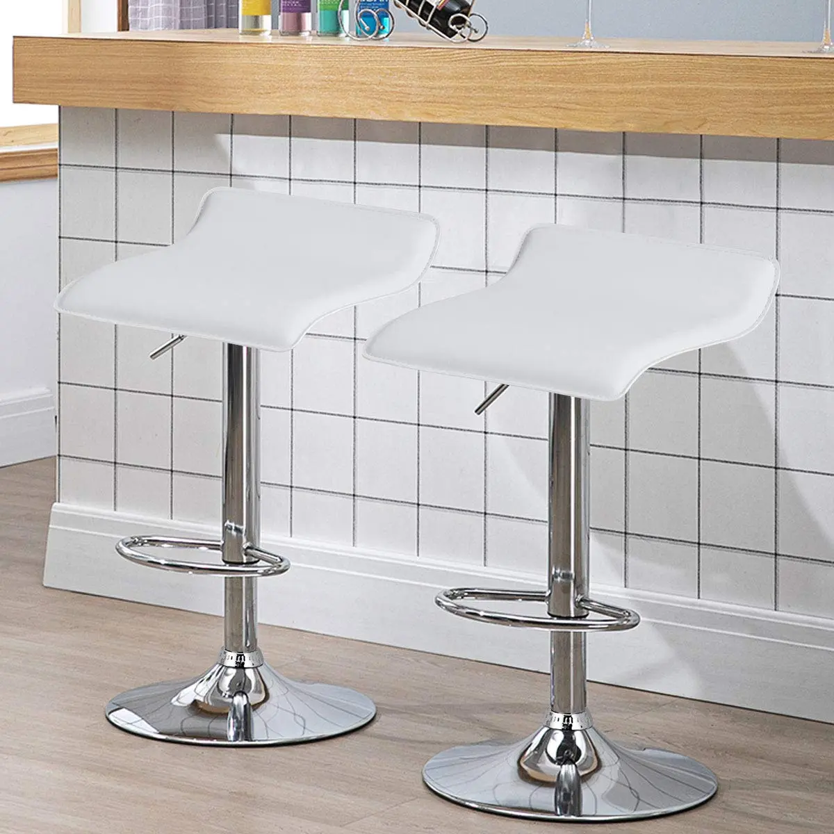 NAFORT Adjustable Swivel Bar Stools Set of 4 | Height-Adjustable PU Leather Seating - view 5