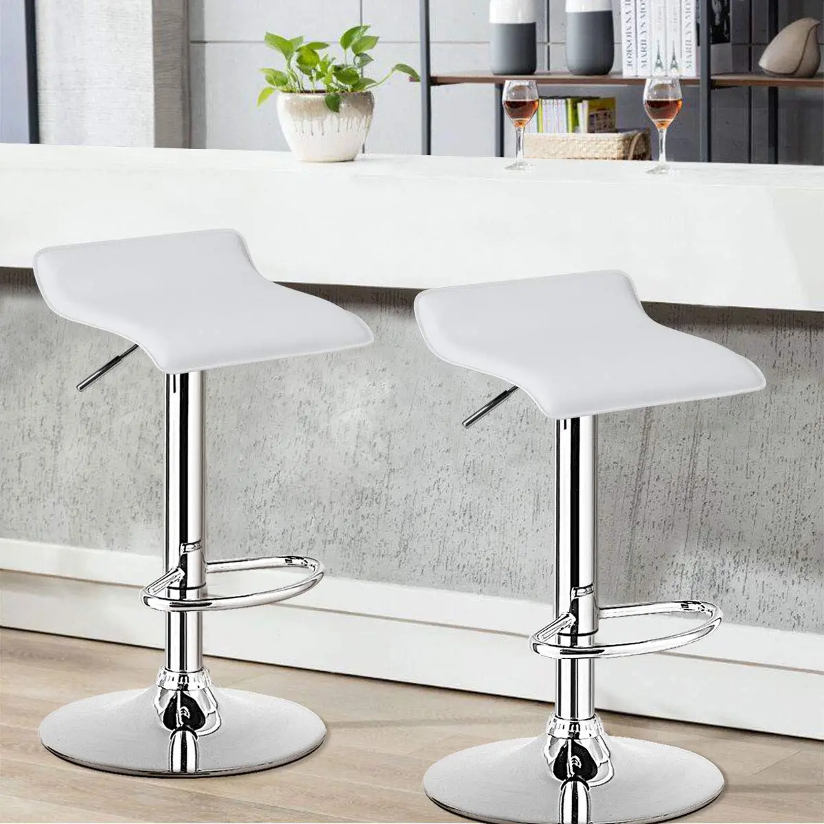 NAFORT Adjustable Swivel Bar Stools Set of 4 | Height-Adjustable PU Leather Seating - view 3